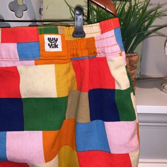 Lucy & Yak Multi Color Patchwork Bold Block Print 100% Organic Cotton Jeans 42 - Picture 4 of 5